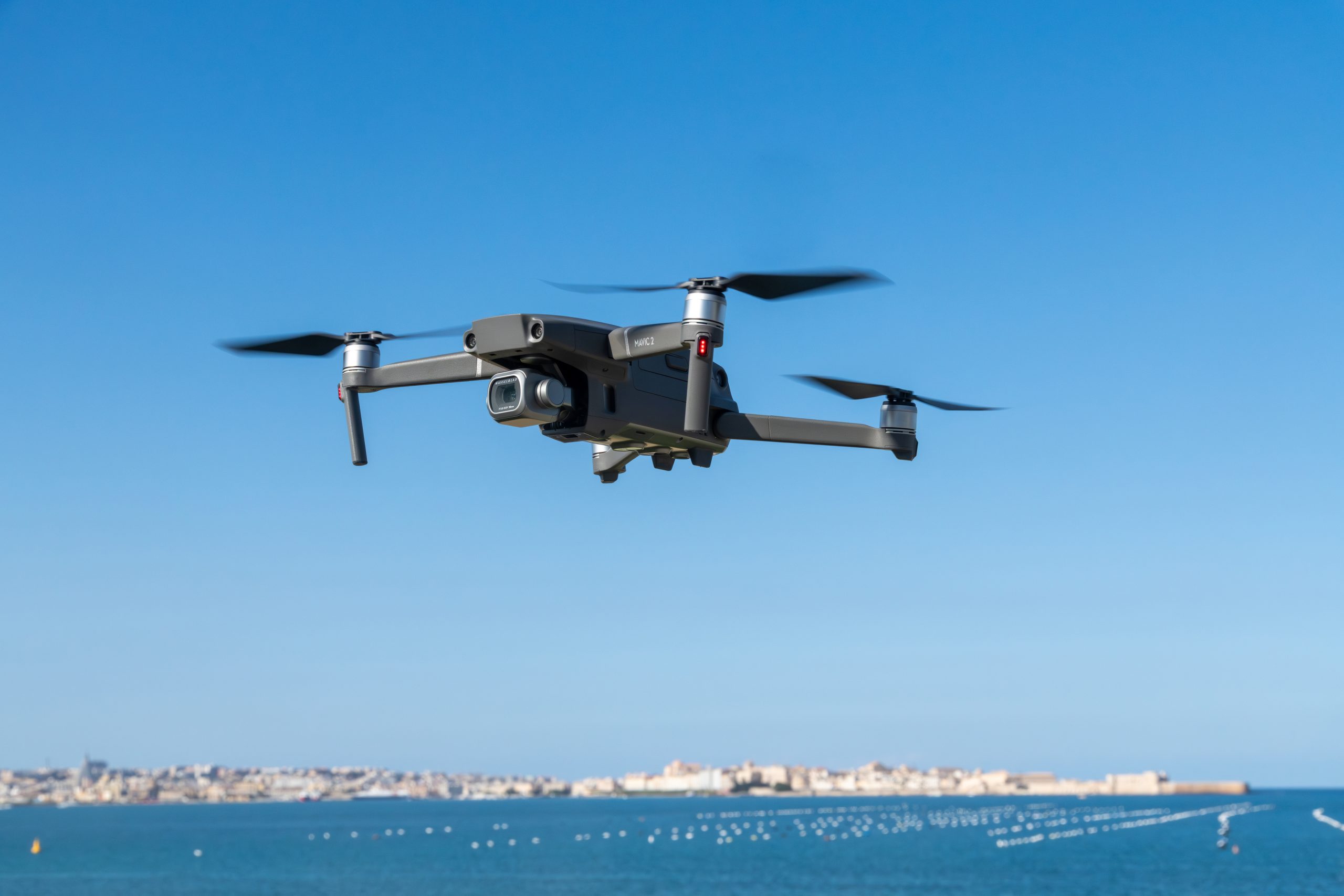 Flying Drone Over Sea near Syracuse Coastline